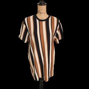 San Francisco Work Shirt Vertical Striped T-Shirt Mns SZ XL Bold Wacky Statement